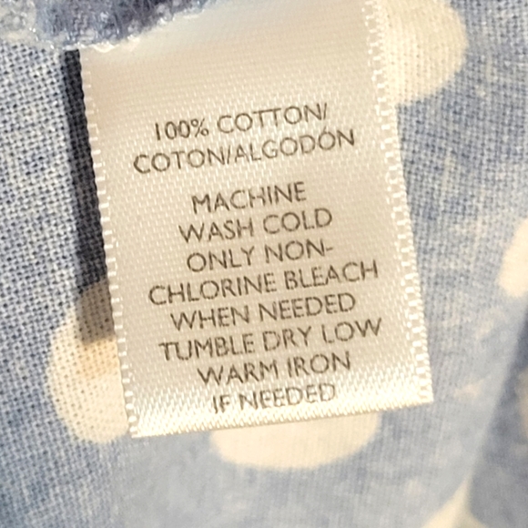NWOT LOFT Blue & White Dot Cotton Button Up Shirt - Picture 8 of 10